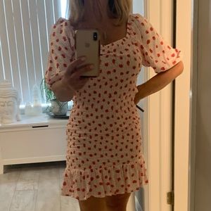 White strawberry print dress